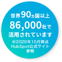 世界90カ国以上86,000社で活用されています※2020年10月時点HubSpot公式サイト参照